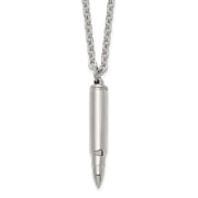 Diamond2Deal Stainless Steel Bullet Capsule Pendant on a Plus 2 in ext Cable Chain Necklace for Men 22"