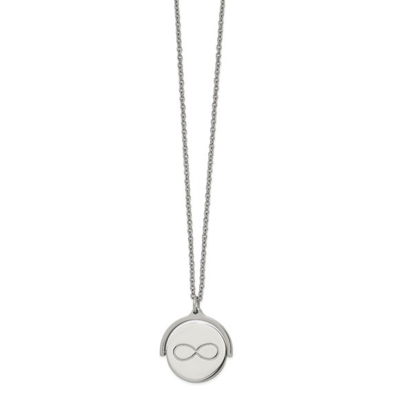 Diamond2Deal Stainless Steel Infinity Symbol Moveable Pendant on a Cable Chain with a 1.25 in ext Necklace for Women 16.5"