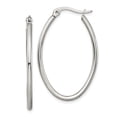 thumbnail image 1 of Diamond2Deal Stainless Steel Polished 25mm Diameter 2mm Oval Hoop Earrings for Women, 1 of 1