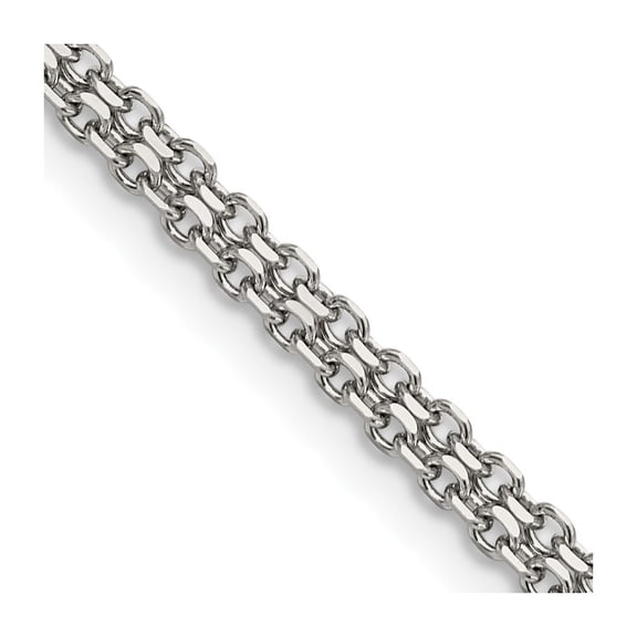 Diamond2Deal Stainless Steel Polished 3.1mm Bismark Chain Necklace for Women 20"