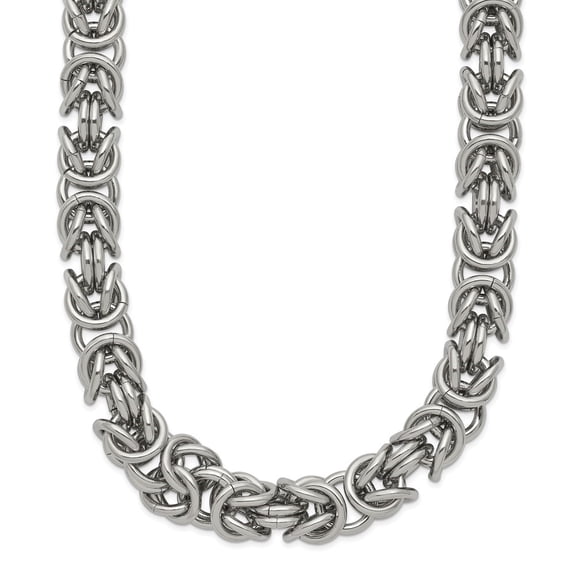 Diamond2Deal Stainless Steel Polished 8mm Fancy Link Necklace for Men 24"