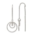 thumbnail image 1 of Diamond2Deal Stainless Steel Polished Circle Dangle Threader Earrings for Women, 1 of 1
