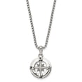 thumbnail image 1 of Diamond2Deal Stainless Steel Polished Compass Pendant on a Box Chain Necklace for Men 22", 1 of 4