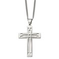 thumbnail image 1 of Diamond2Deal Stainless Steel Polished Cross Pendant on a Curb Chain Necklace for Men 24", 1 of 5