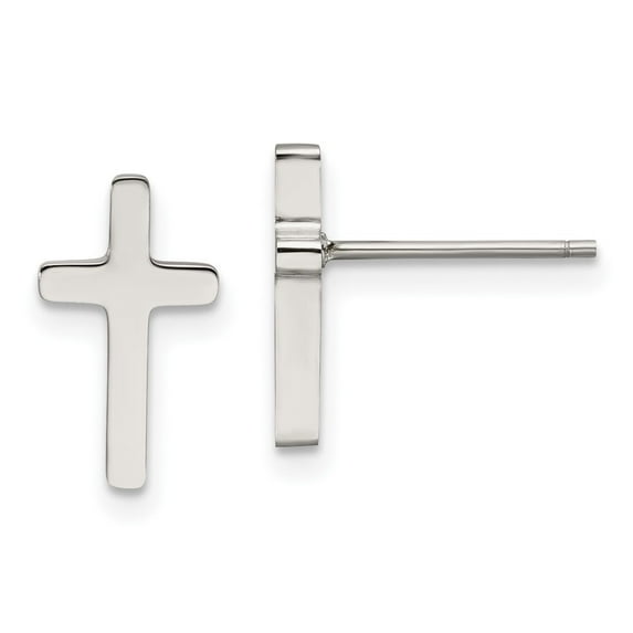 Diamond2Deal Stainless Steel Polished Cross Post Earrings for Women
