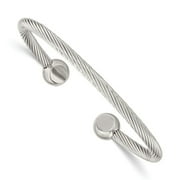 Diamond2Deal Stainless Steel Polished Cuff Bangle Bracelet for Men 6.75