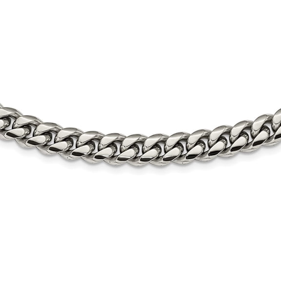Diamond2Deal Stainless Steel Polished Curb Chain Necklace for Men 24"