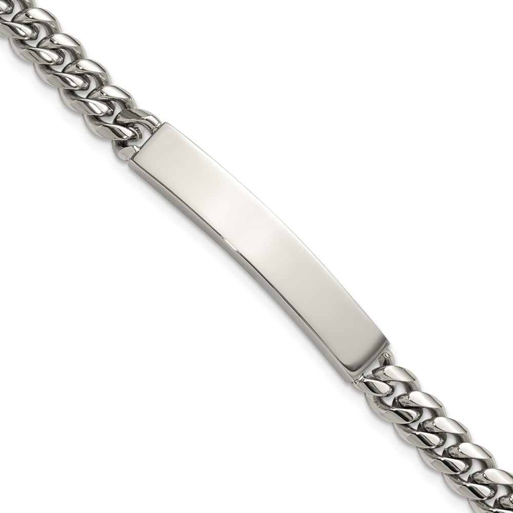 DIAMOND2DEAL Stainless Steel Polished Curb Link ID Bracelet for Men 8"