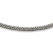 Diamond2Deal Stainless Steel Polished Double Curb Chain Necklace for Men 24"