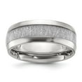 thumbnail image 1 of Diamond2Deal Stainless Steel Polished Glitter Paper Inlay Center 8mm Men's Band Size 12, 1 of 1