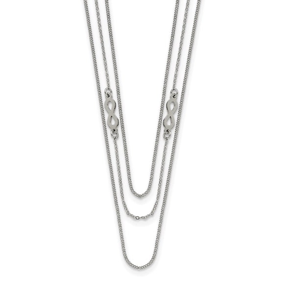 Diamond2Deal Stainless Steel Polished Infinity Sign 3-Strand Curb Chain Necklace for Women 36"