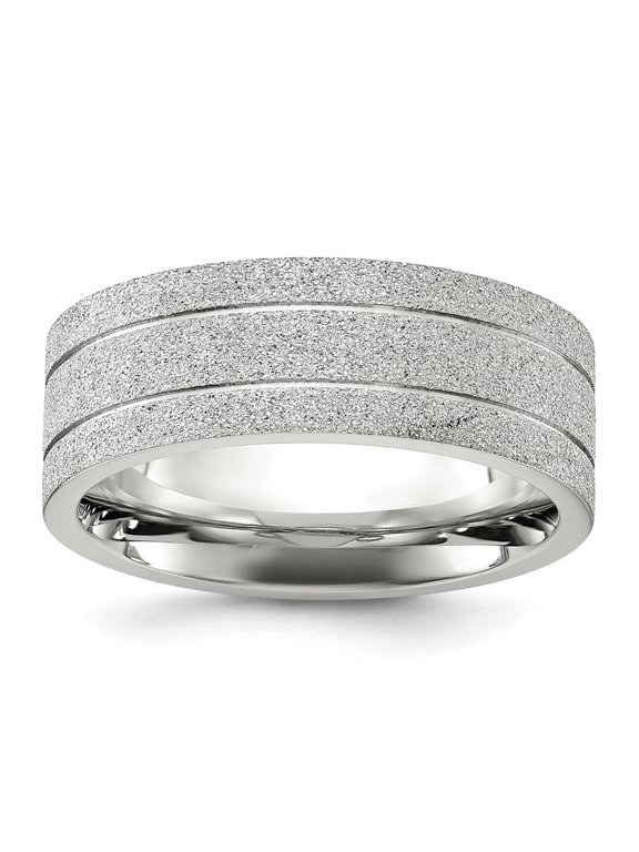 Stainless Steel Polished Laser-cut and Grooved 8mm Men's Band Size 13