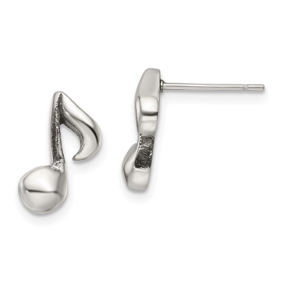 Diamond2Deal Stainless Steel Polished Music Note Post Earrings for Women