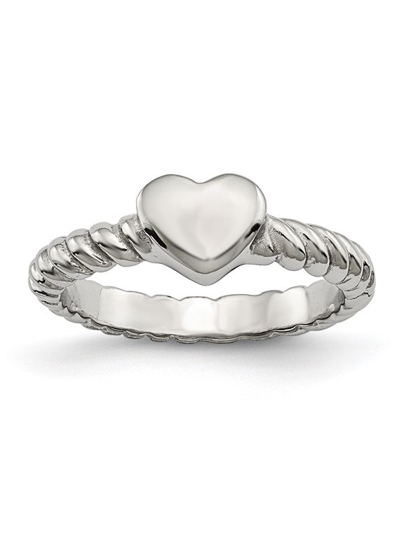 Stainless Steel Polished Twisted Heart Ring Size 7
