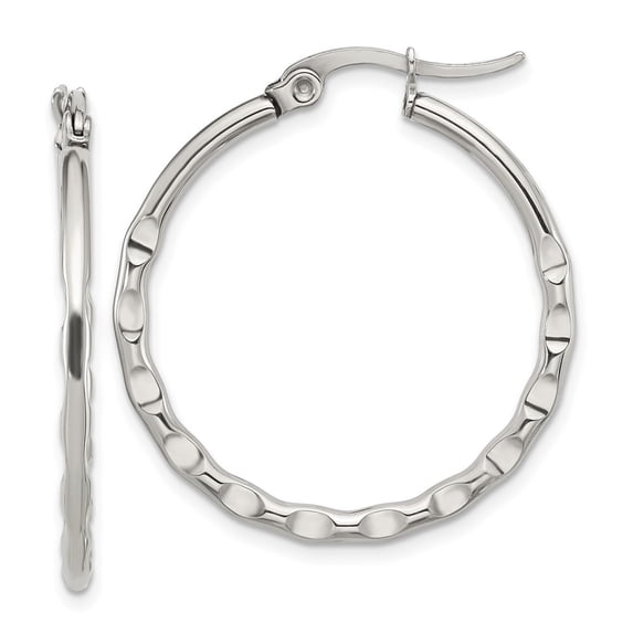 Diamond2Deal Stainless Steel Polished Wavy Hoop Earrings for Women