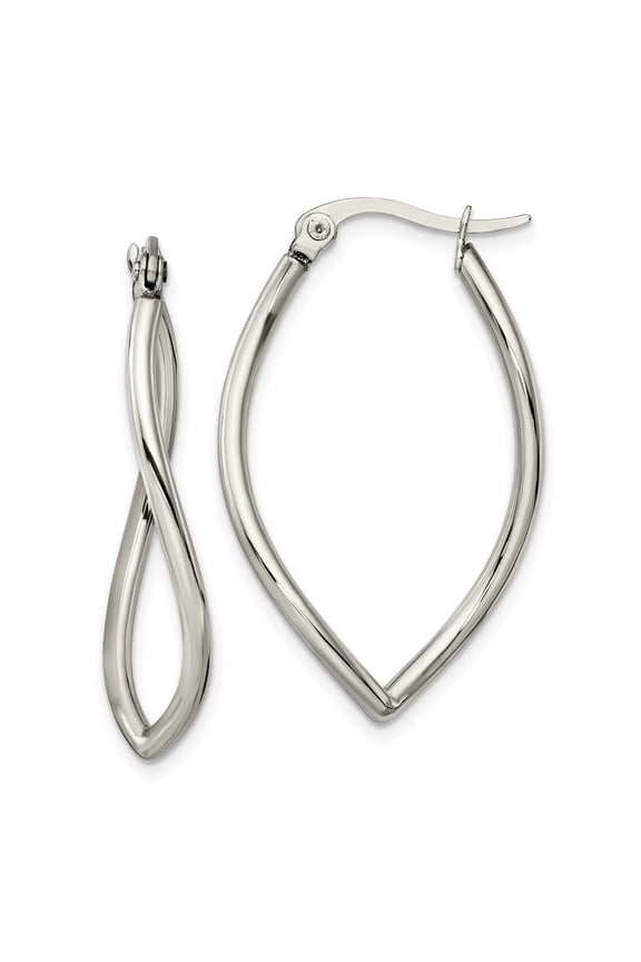 Stainless Steel Polished Wavy Hoop Earrings for Women