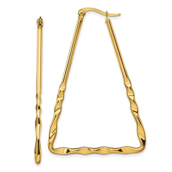 Diamond2Deal Stainless Steel Polished Yellow IP-Plated Triangular Hoop Earrings for Women