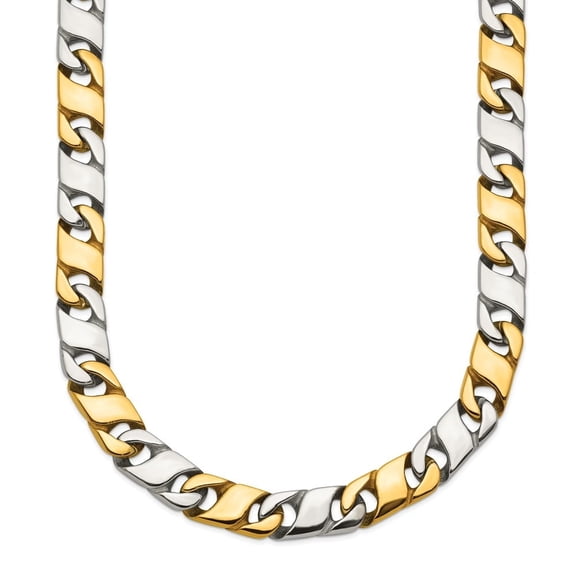 Diamond2Deal Stainless Steel Polished Yellow IPplated 6mm Link Necklace for Men 24"