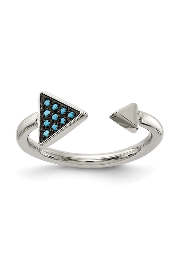 Stainless Steel Polished with Reconstructed Turquoise Triangle Men's Ring Size 8