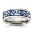 thumbnail image 1 of Diamond2Deal Stainless Steel Polsihed Blue IPplated Design 8.00mm Men's Band Size 10.5, 1 of 1