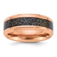 thumbnail image 1 of Diamond2Deal Stainless Steel Rose IP-plated Synthetic Leather Inlay in Clear Epoxy 8mm Band Size 13, 1 of 1