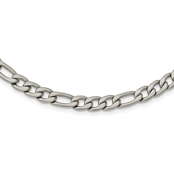 Diamond2Deal Stainless Steel Satin 7mm Figaro Chain Necklace for Men 18"
