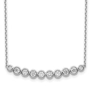 Diamond2Deal Sterling Shimmer Sterling Silver Rhodium-plated 10 Stone CZ Bar Necklace with 2 inch extender for Women 18"