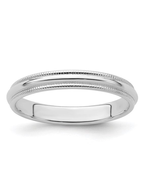 Sterling Silver 3mm Half Round Milgrain Size 6.5 Band
