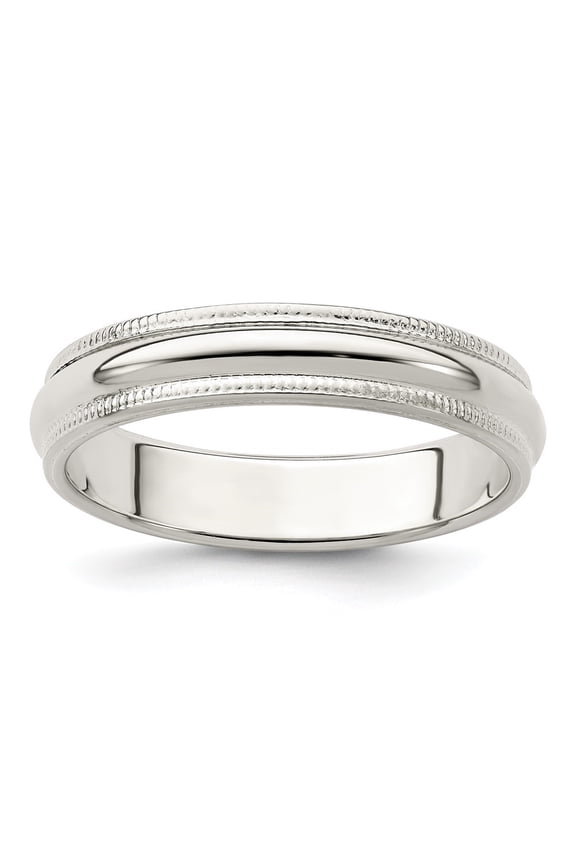 Sterling Silver 4mm Half Round Milgrain Size 13 Band