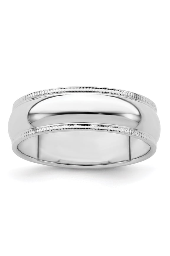 Sterling Silver 6mm Half Round Milgrain Size 8 Band
