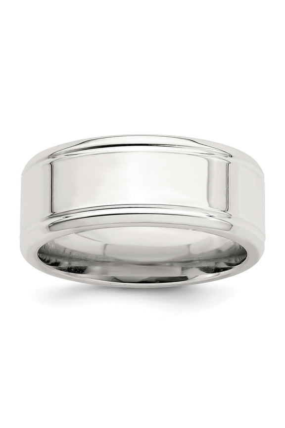 Sterling Silver 6mm Polished Flat Beveled Edge Fancy Band Size 12