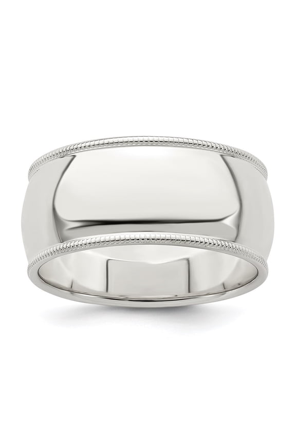 Sterling Silver 9mm Half Round Milgrain Size 13 Band