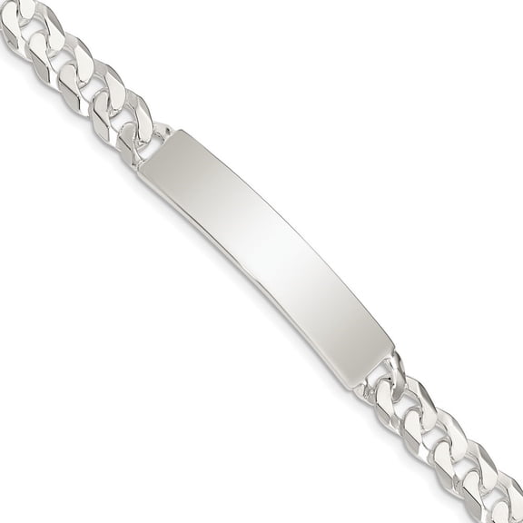 Diamond2Deal Sterling Silver Curb Link Id Bracelet 7.5 inch for Women