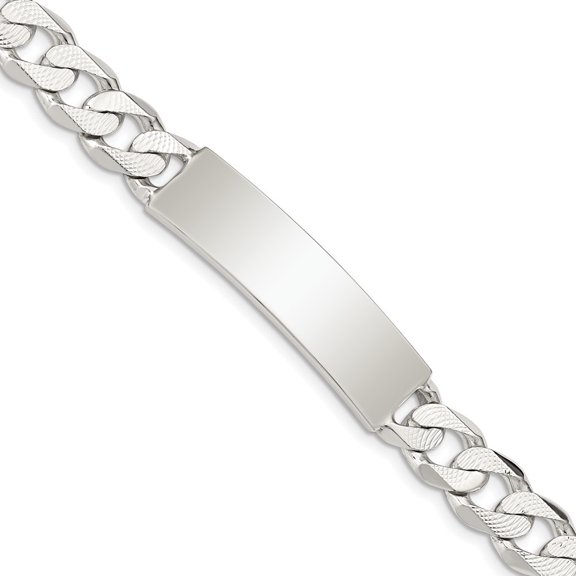 Diamond2Deal Sterling Silver Patterned Curb Link Id Bracelet 8 inch for Women