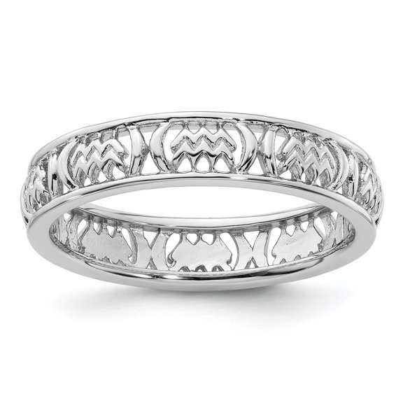 Diamond2Deal Sterling Silver Stackable Expressions Aquarius Zodiac Ring