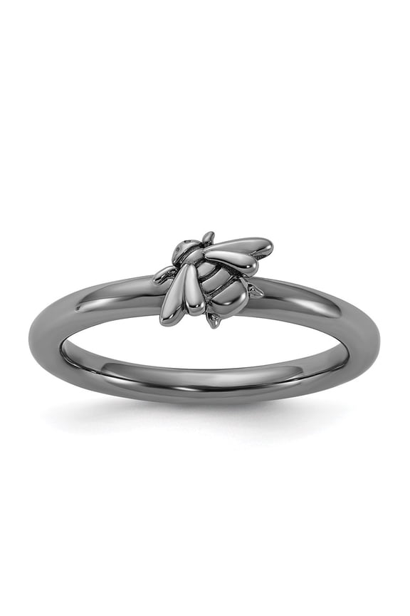 Sterling Silver Stackable Expressions Black Rhodium Bee Ring