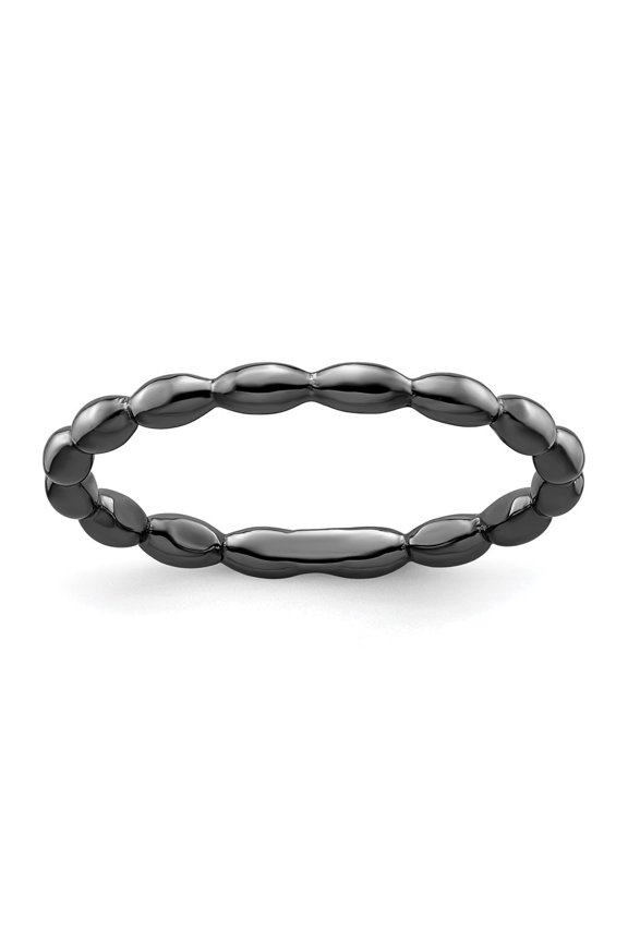 Sterling Silver Stackable Expressions Black-plated Rice Ring
