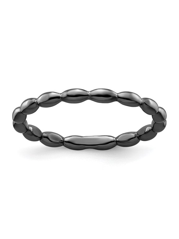 Sterling Silver Stackable Expressions Black-plated Rice Ring