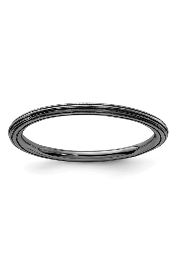 Sterling Silver Stackable Expressions Black-plated Step-down Ring