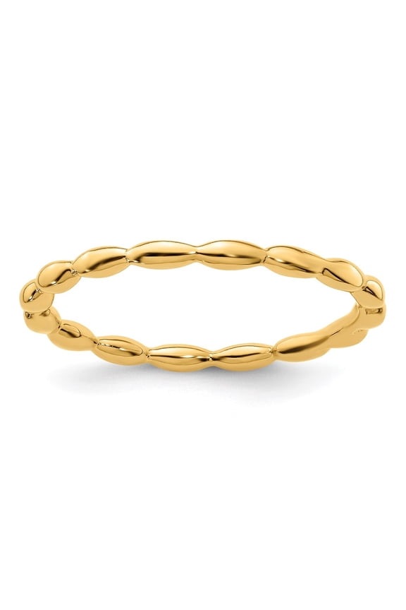 Sterling Silver Stackable Expressions Gold-plated Rice Bead Ring