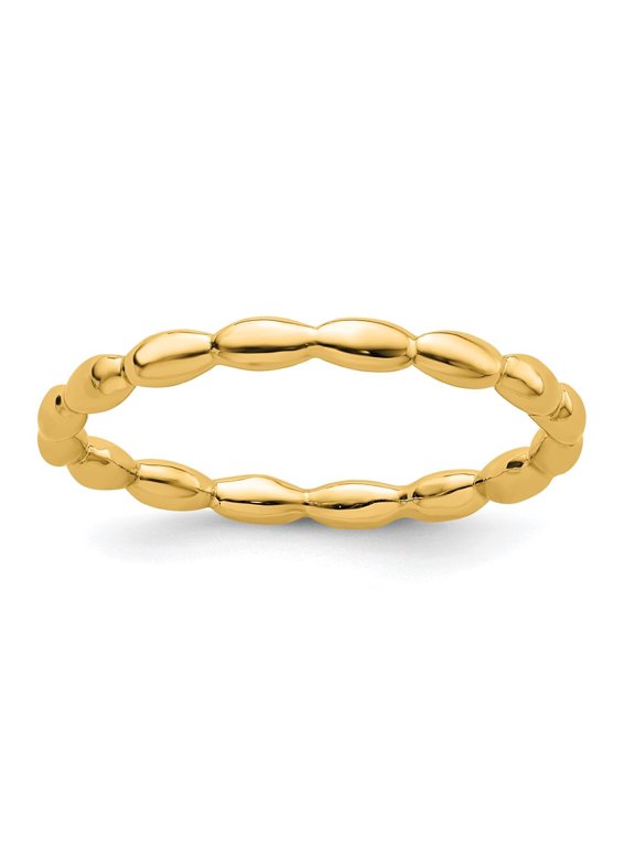 Sterling Silver Stackable Expressions Gold-plated Rice Ring