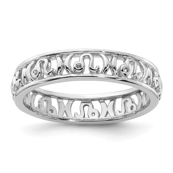 Diamond2Deal Sterling Silver Stackable Expressions Leo Zodiac Ring