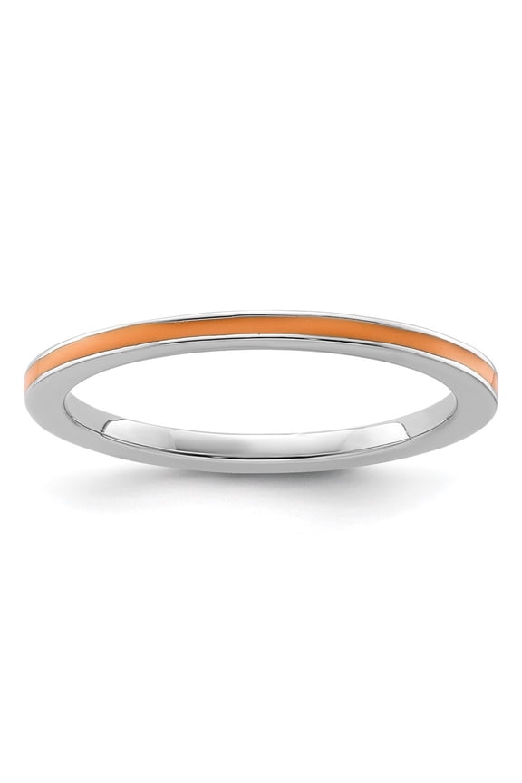 Sterling Silver Stackable Expressions Orange Enameled 1.5mm Ring
