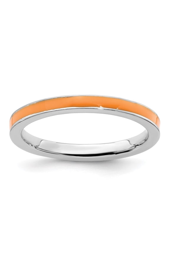 Sterling Silver Stackable Expressions Orange Enameled 2.25mm Ring