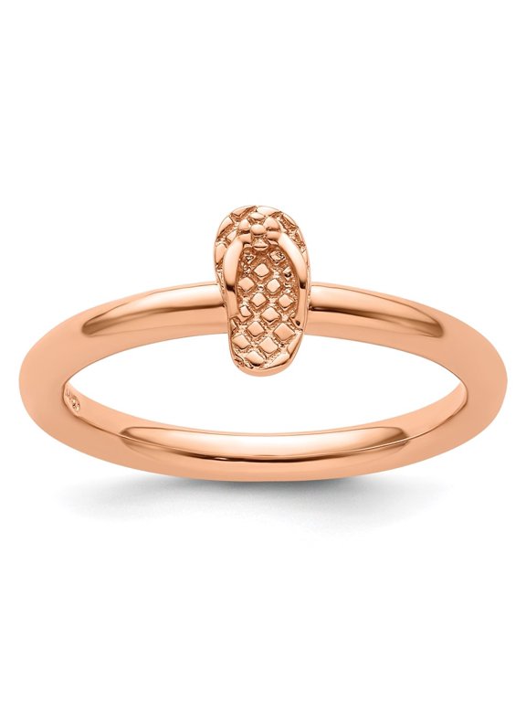 Sterling Silver Stackable Expressions Pink-plated Flip Flop Ring