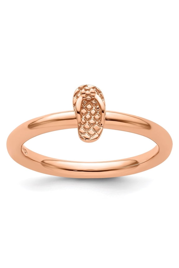 Sterling Silver Stackable Expressions Pink-plated Flip Flop Ring