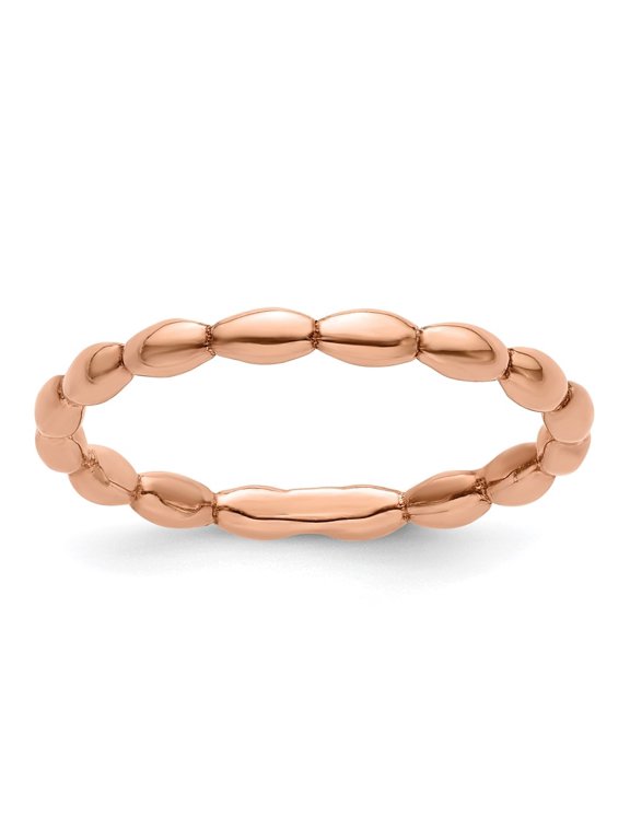 Sterling Silver Stackable Expressions Pink-plated Rice Ring