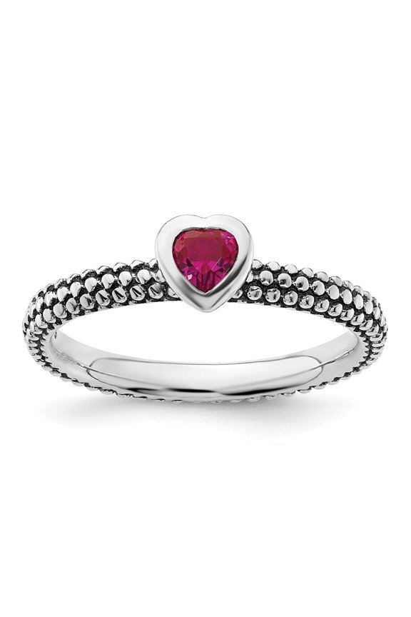 Sterling Silver Stackable Expressions Polished Cr.R Heart Ring