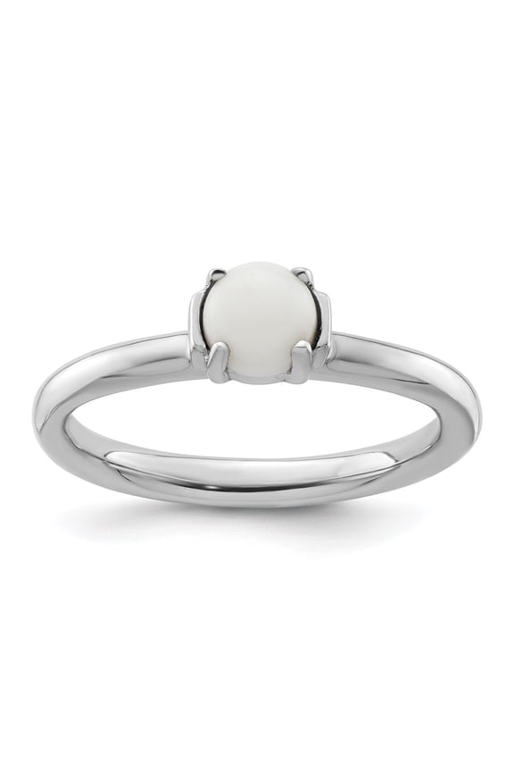 Sterling Silver Stackable Expressions Polished White Agate Ring