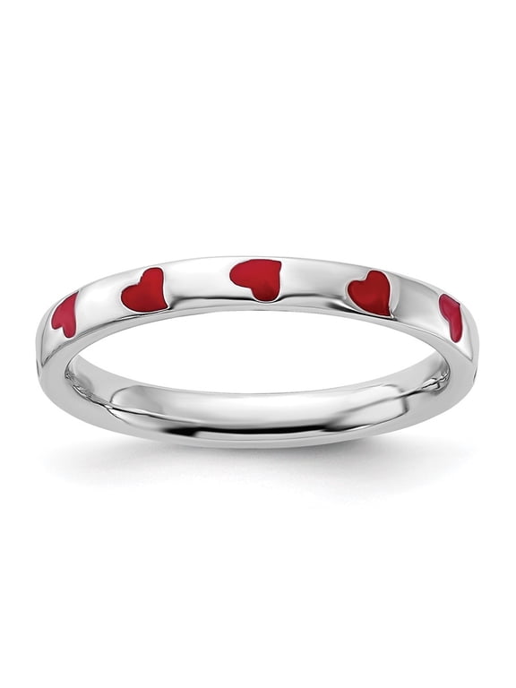 Sterling Silver Stackable Expressions Red Enameled Ring